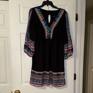 Black Dress with Vibrant Patterns